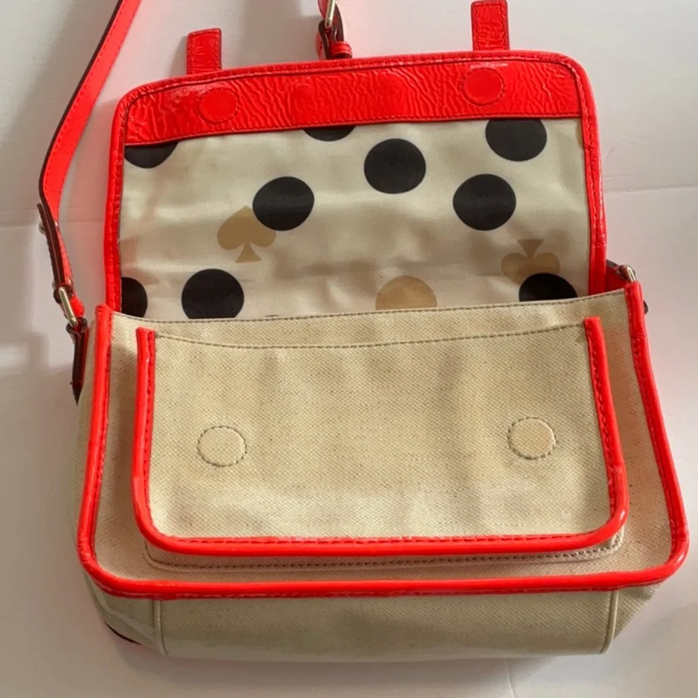 Kate Spade Horseshoe‎ Cove Scout Cream Neon Coral Purse Bag Crossbody Shoulder